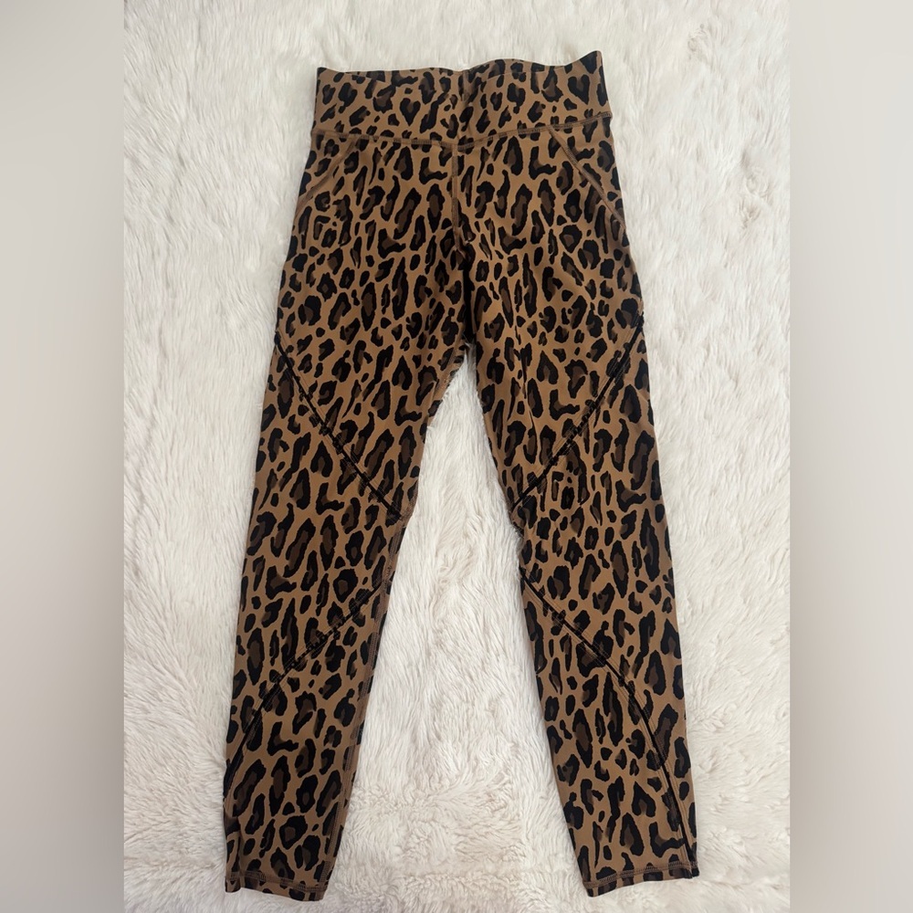 MICHI Leopard Print High-Waist Leggings in Brown and Black